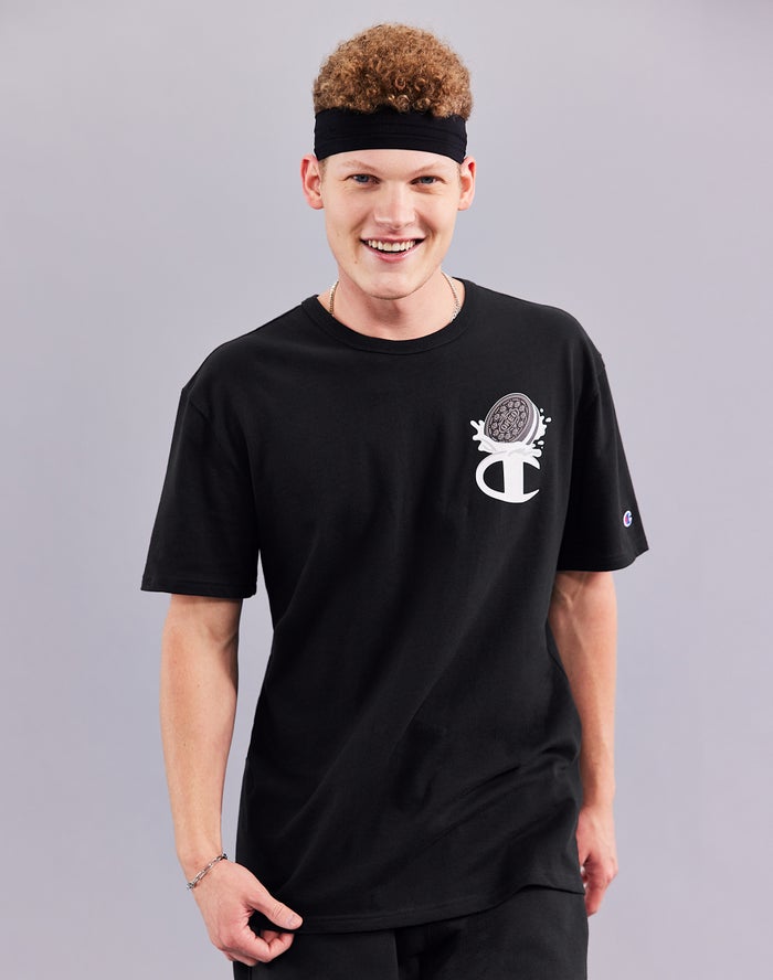 Champion Oreo® Heritage Short-Sleeve Dunk - Miesten Mustat T-Paita - Suomi 5312049-FA